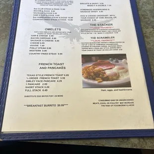 Breakfast menu