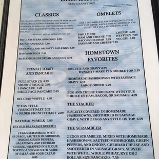 Breakfast menu has been revamped may 2016