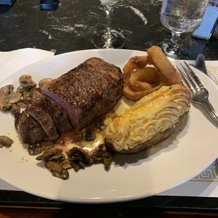 NY strip steak was the bomb, I eat out a lot, and this steak and double bake was excellent