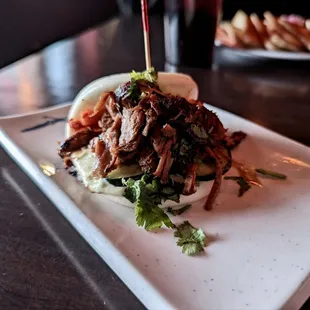 Pulled pork on bao bun