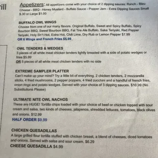 menu