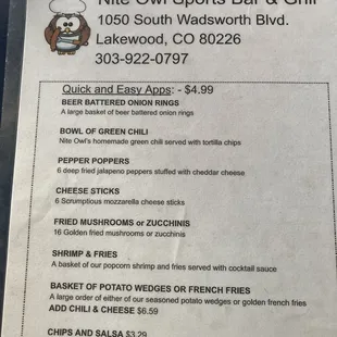 menu