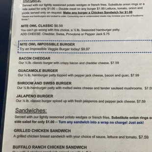 menu