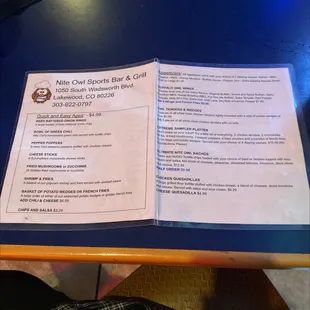 menu
