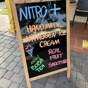 a handmade ice cream sign