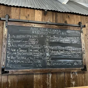 Cider menu