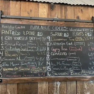 Cider Menu - April 2024