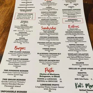 the menu for nitty&apos;s tavern