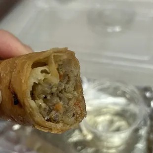 Spring roll. Sauce doesn&apos;t have much taste