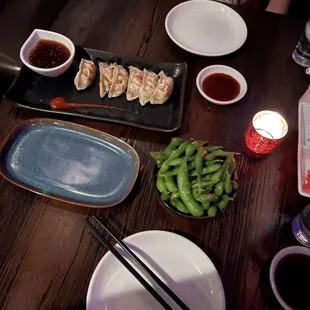 Sesame Truffle Edamame and Chicken Gyoza