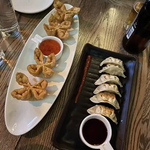 Fried Crab Wonton (4) &amp; Shrimp and Cabbage Dumplings