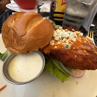 Buffalo chicken sandwich, the buffalo sauce was runny, but chicken was crispy and tasty.