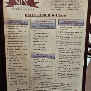 menu