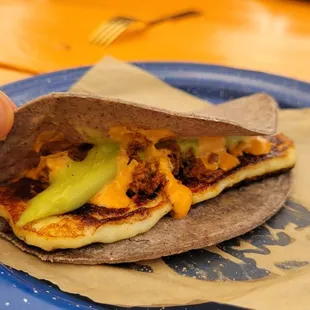 Fried cheese with chorizo