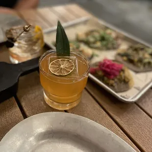 Some tacos and some drinks