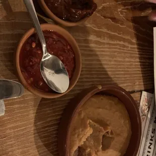 Salsa and refried beans