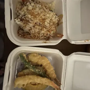 Crunch roll and Mixed Tempura