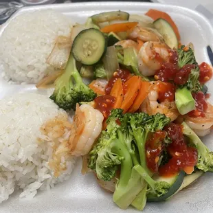 Shrimp rice plate