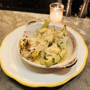 Baby artichokes oreganata (very good)