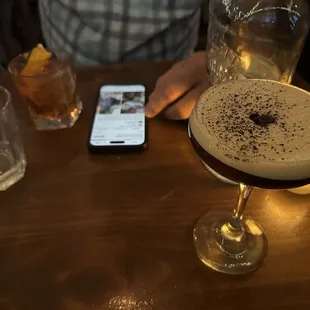 Old fashioned and espresso martini