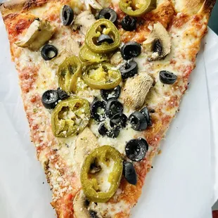 Cheese Pizza Slice with extra toppings