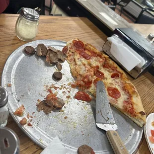 Cheese Pizza with pepperoni and Italian Sausage