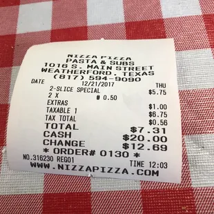 Special with upgrade to supreme toppings.