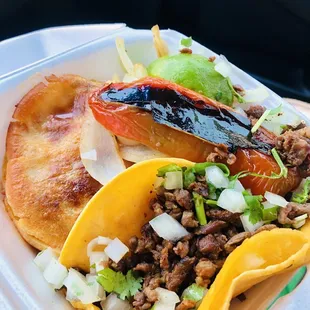 Fajita Taco and desabrada Gordita (underneath)