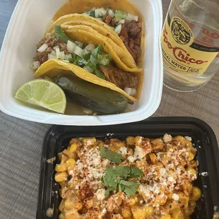 Al pastor taco, desebrada taco, Street Corn