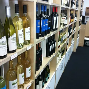 bottles of wine on shelves