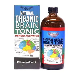 a bottle of organic brain tonic