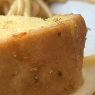  a piece of bread and pasta