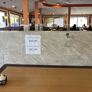  a table with a price sign on it