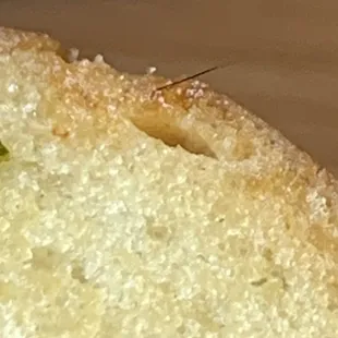  a close up of a piece of bread
