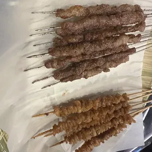 Fat Beef Skewer Special and chicken skin