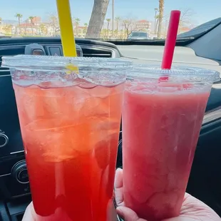 Strawberry Green Tea, Watermelon Slush w/no boba