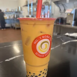 Thai tea with boba