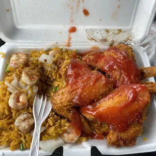 Wings and shrimp Vegetable Fried Rice