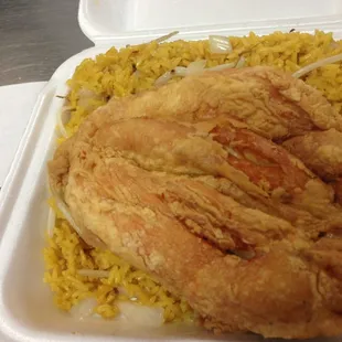 Chicken breast  w. fried rice.