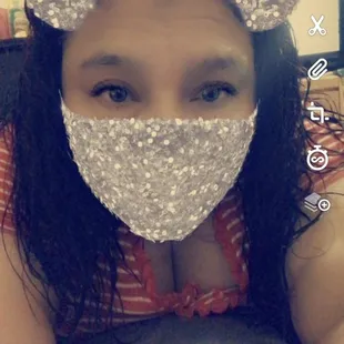  a girl wearing a face mask