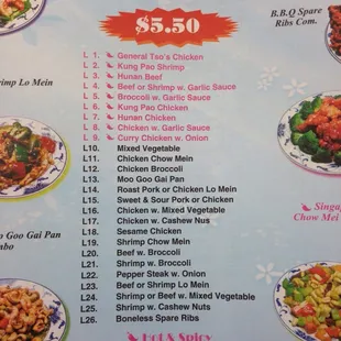 a menu for lunch special