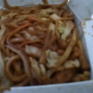 Hubby&apos;s choice, lo mein.