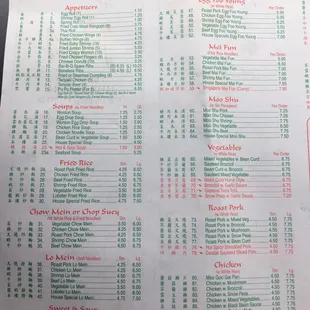 menu