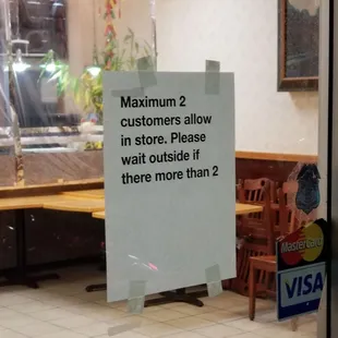 During covid-19 two people allowed in at a time