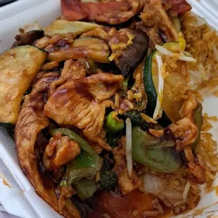 Szechuan spicy chicken and vegi fried rice NO PORK PLEASE