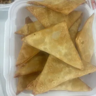 A box of 12 crab Rangoons - $5.99