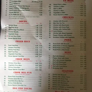 menu