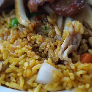 The lunch special chicken fried rice actually had chicken and veggies in it.