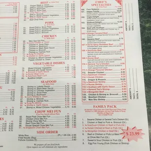menu