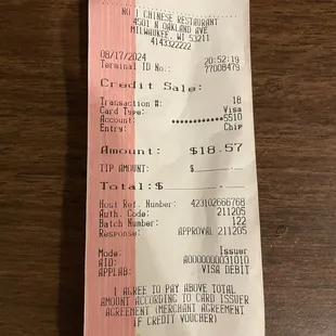 The receipt for my order.